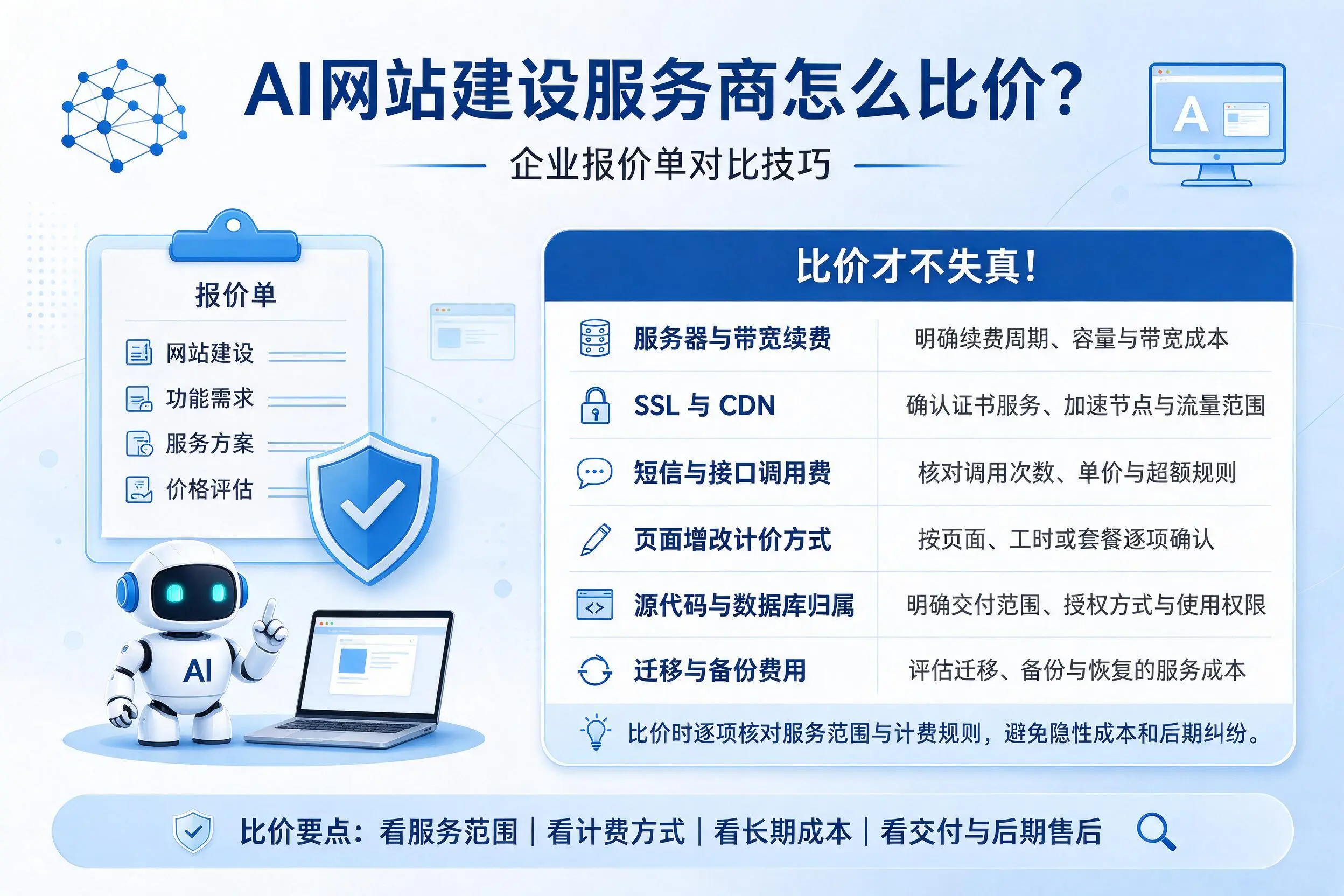 AI网站建设服务商怎么比价?资阳企业报价单对比技巧